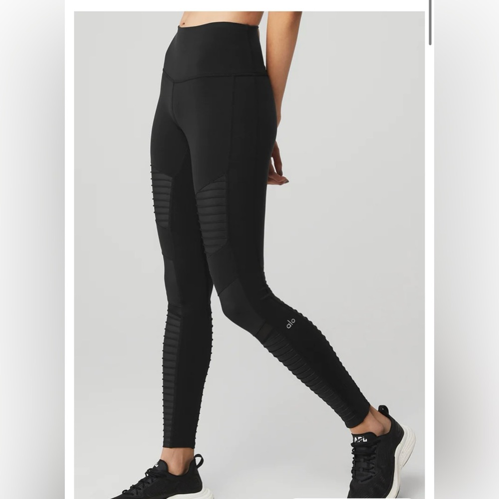 Alo high waist moto legging, size small, black